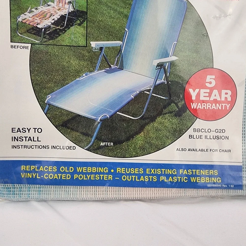 Phifer Better Bottom One Piece Replacement Cover Chaise Lounge Sealed Blue White - Picture 4 of 4